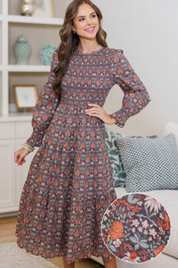 NURSING COLLECTION: Best Day Brown Abstract Midi Dress