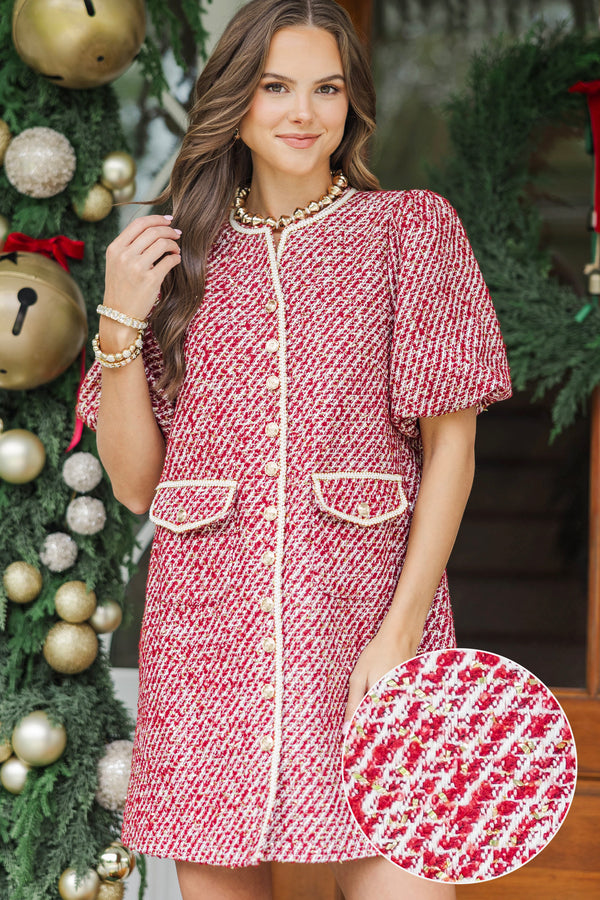 Dressed Well Red Tweed Dress
