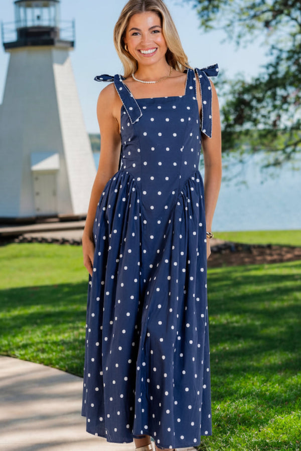 Evening Allure Navy Polka Dot Maxi Dress Shop the Mint Evening Allure Navy Polka Dot Maxi Dress Shop the Mint