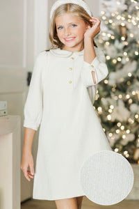 Girls: The Lydia Cream White Tweed Dress