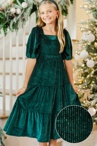 Girls: Think About It Emerald Velvet Midi Dress