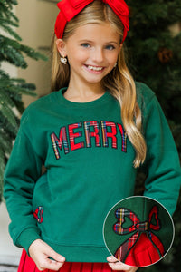 Girls: So Very Merry Emerald Green Sweatshirt