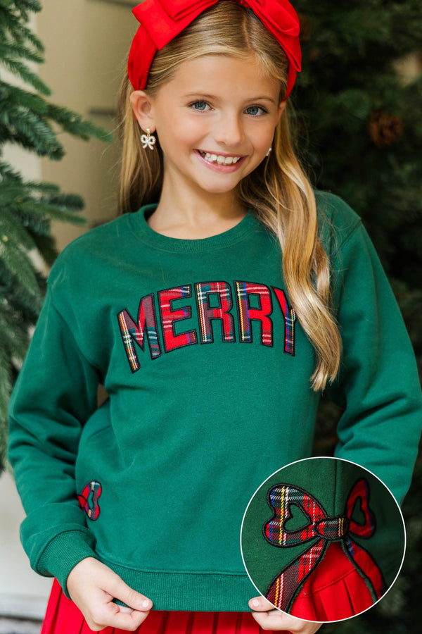 Girls: So Very Merry Emerald Green Sweatshirt