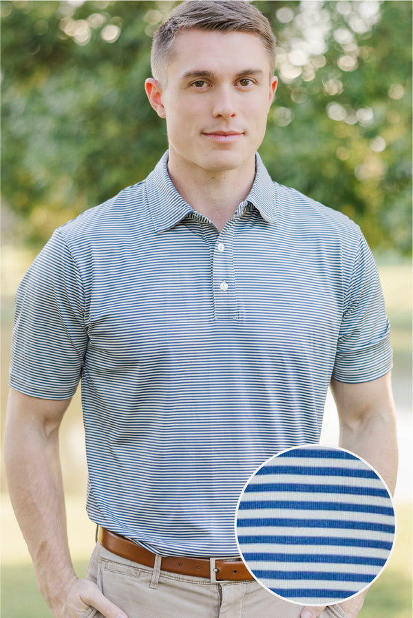 Mens: On Par Navy Striped Collared Shirt