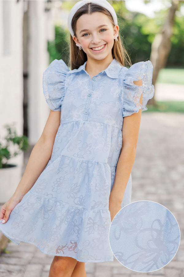 Girls: More Good Days Light Blue Textured Dress, (10/12) - The Mint Julep Boutique | Women's Boutique Clothing Girls: More Good Days Light Blue Textured Dress, (10/12) - The Mint Julep Boutique | Women's Boutique Clothing