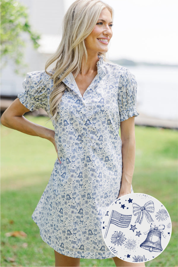 starfield cream and blue dress Cream and Blue Dress