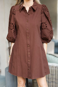 So You Love Me Brown Eyelet Dress
