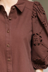 So You Love Me Brown Eyelet Dress