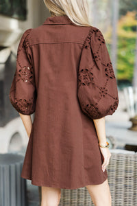 So You Love Me Brown Eyelet Dress