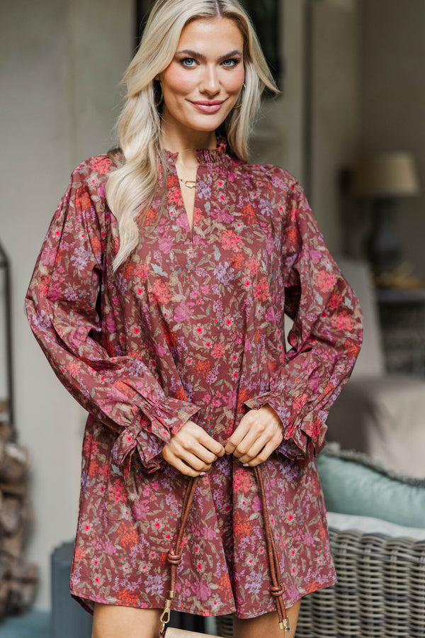 Live The Best Life Brown Floral Babydoll Dress