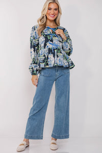 Great Days Ahead Navy Chinoiserie Blouse