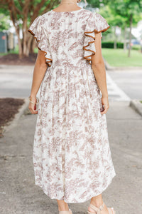 Stay Consistent Brown Toile Midi Dress