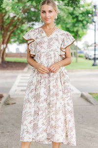 Stay Consistent Brown Toile Midi Dress