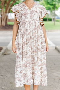 Stay Consistent Brown Toile Midi Dress