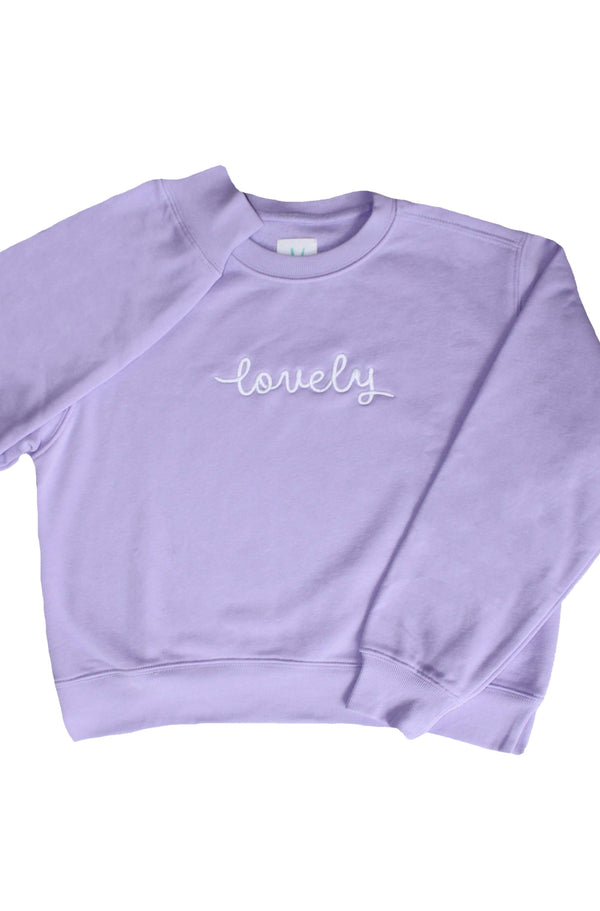 Girls: Isn't She Lovely Lavender Embroidered Sweatshirt