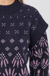 All Together Indigo Blue Abstract Sweater