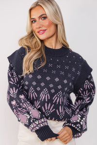 All Together Indigo Blue Abstract Sweater