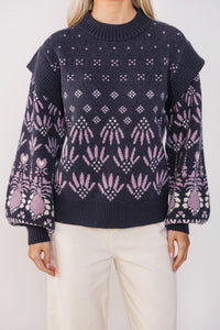All Together Indigo Blue Abstract Sweater