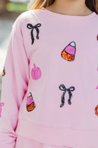 Girls: The Josie Pink Sequin Halloween Sweatshirt