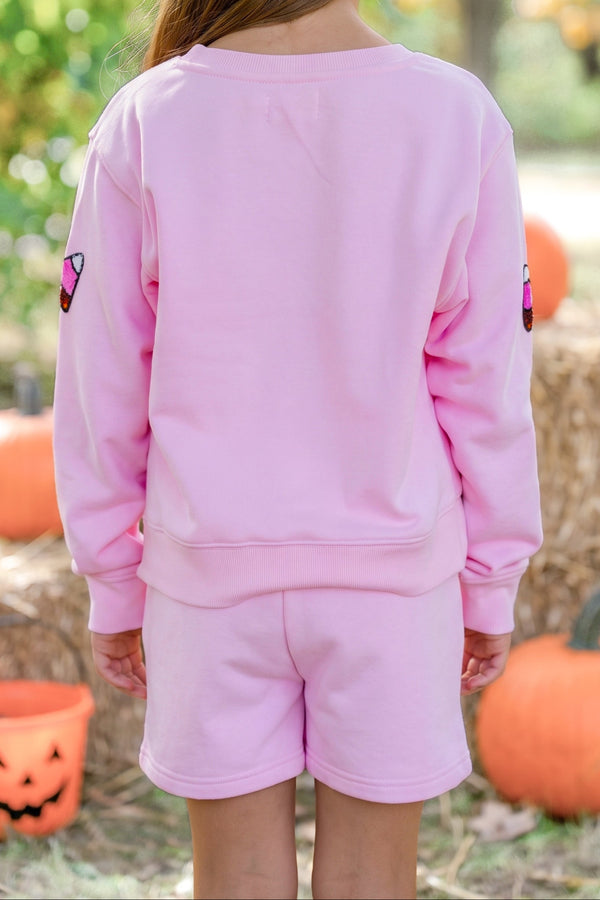 Girls: The Josie Pink Sequin Halloween Sweatshirt