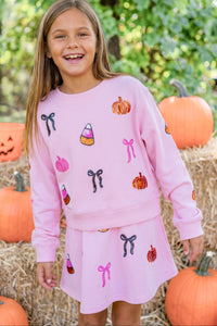 Girls: The Josie Pink Sequin Halloween Sweatshirt