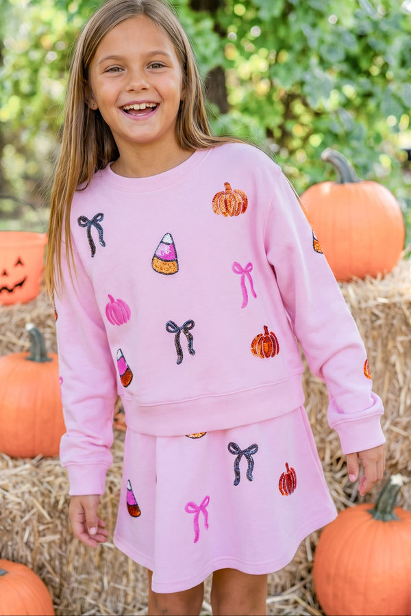 Girls: The Josie Pink Sequin Halloween Sweatshirt
