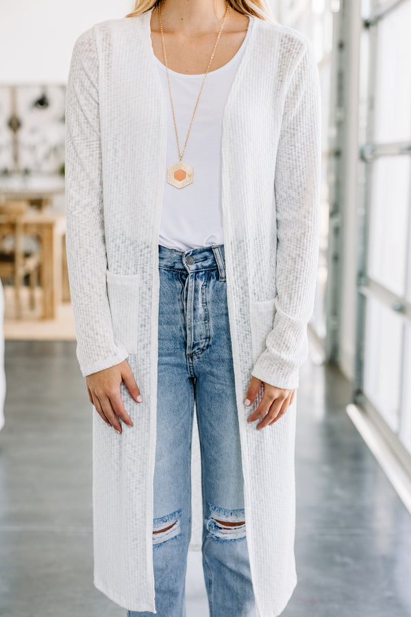 Well Aware White Duster Cardigan