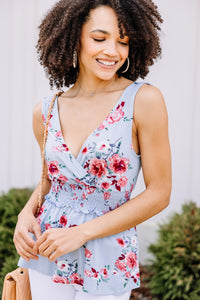 floral blue tank