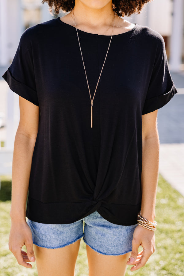 It All Starts Here Black Twisted Top