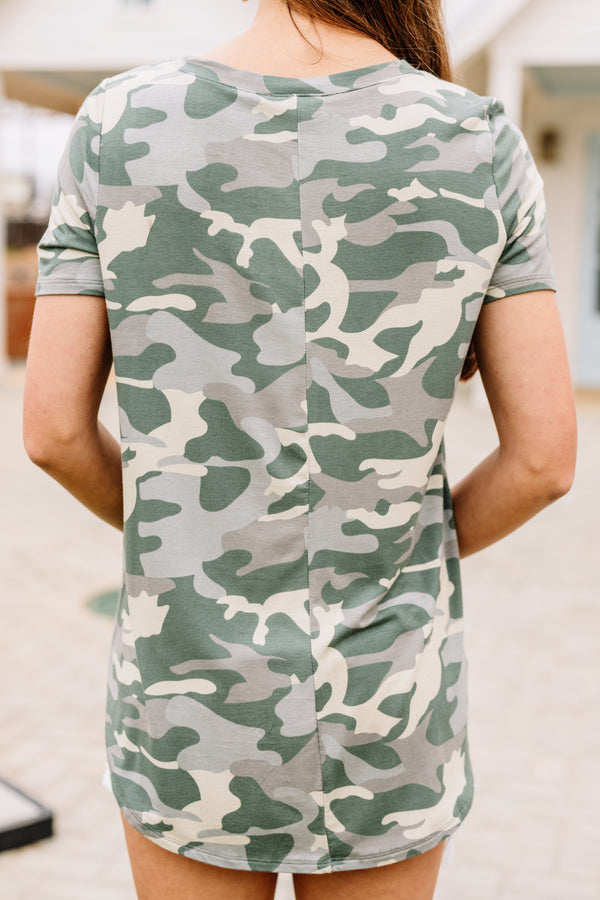 camo short sleeve top