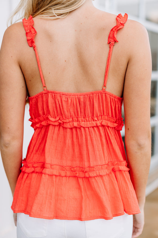 ruffled red tank