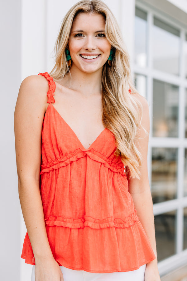 ruffled red tank