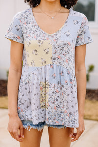 ditsy floral gray top