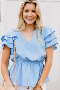 feminine blue blouse