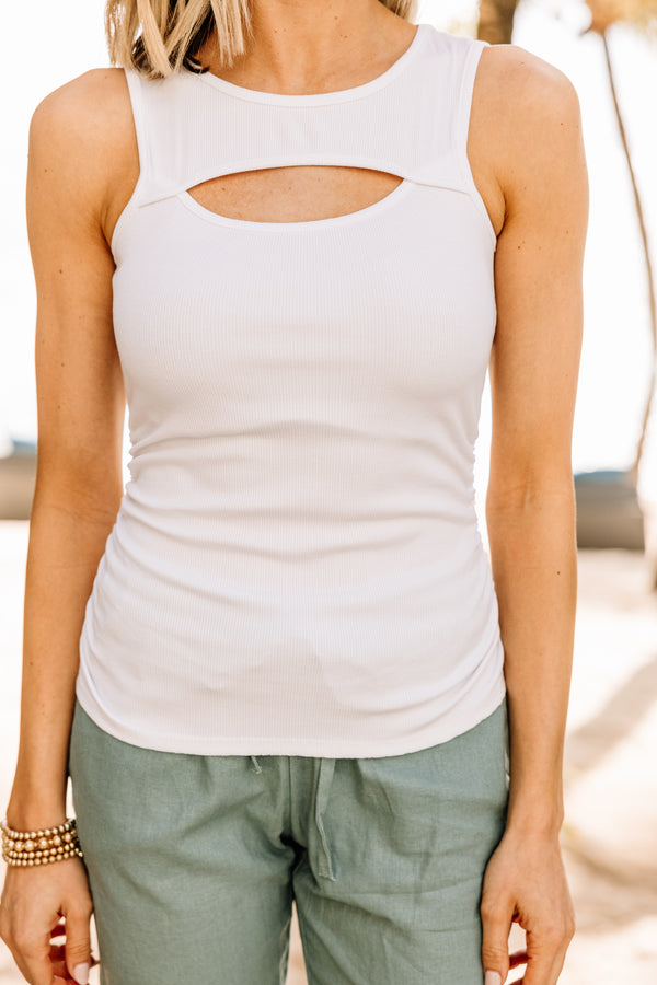 Shared With You White Cutout Tank