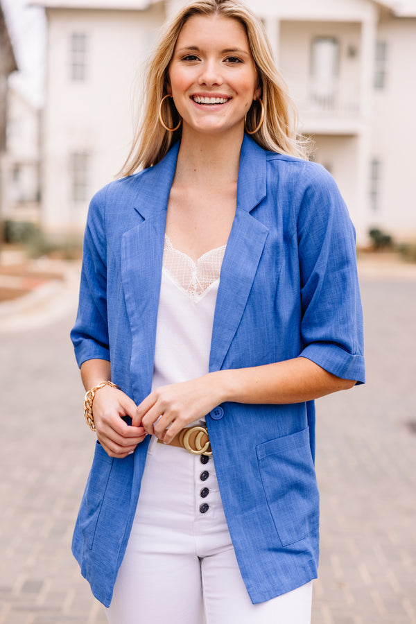 blue linen blazer