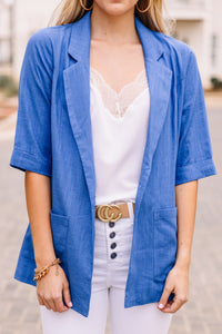 blue linen blazer