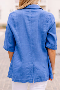 blue linen blazer