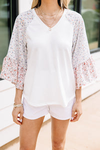 Figure You Out White Ditsy Floral Top
