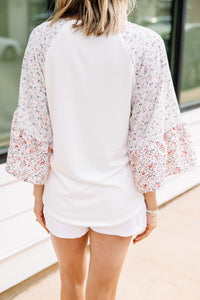 Figure You Out White Ditsy Floral Top