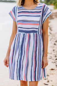blue striped casual dress