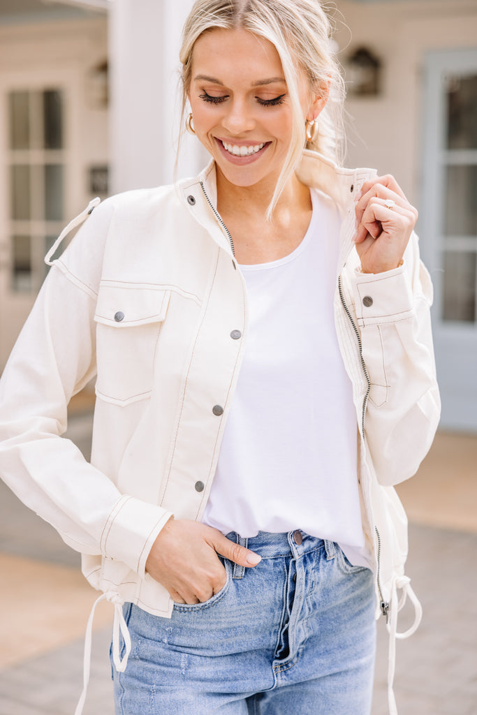 Trendy Ivory White Linen Jacket - Light Spring Layers – Shop The Mint
