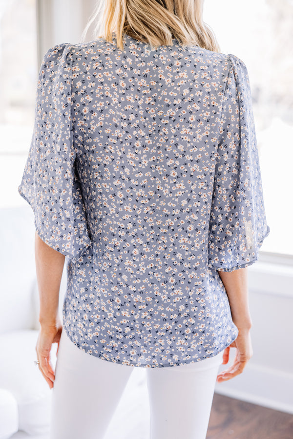 ditsy floral blue top