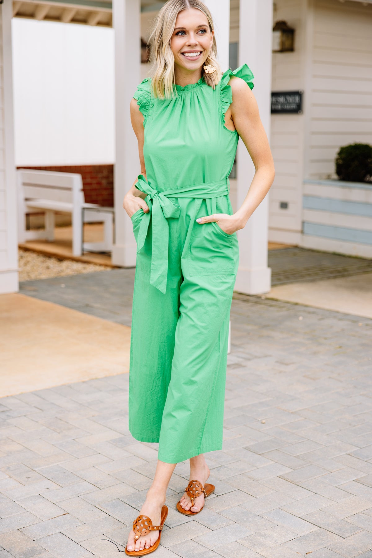 Bold Kelly Green Ruffled Jumpsuit - Trendy Jumpsuits – Shop the Mint