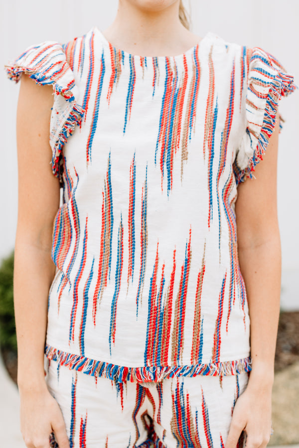 woven frayed top