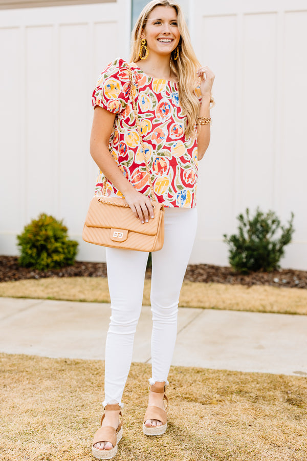 Just A Thought Coral Pink Abstract Floral Blouse