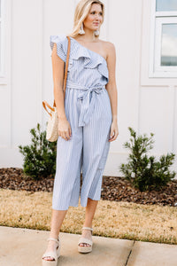 striped ruffled jumpsuit