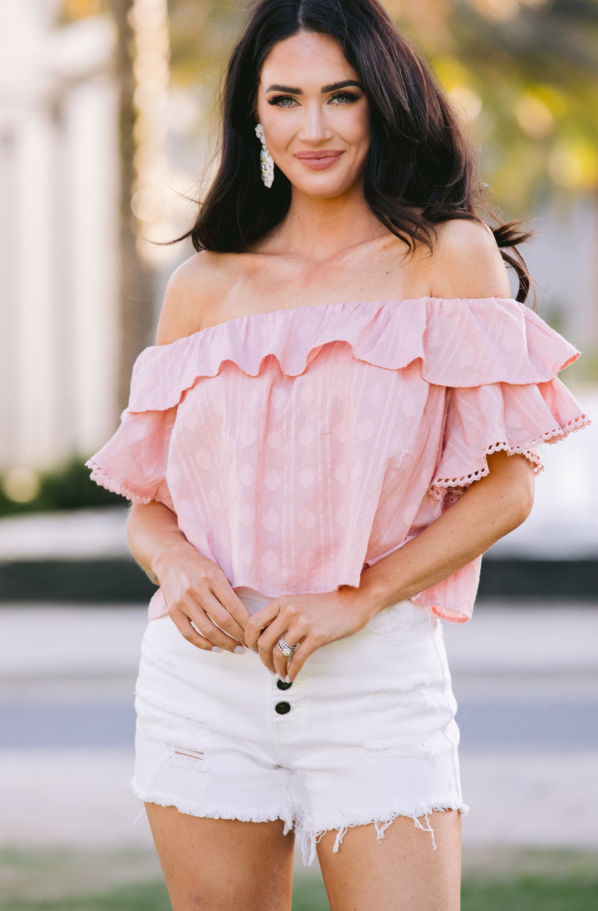 Feminine Pink Ruffled Top - Trendy Women's Tops – Shop the Mint