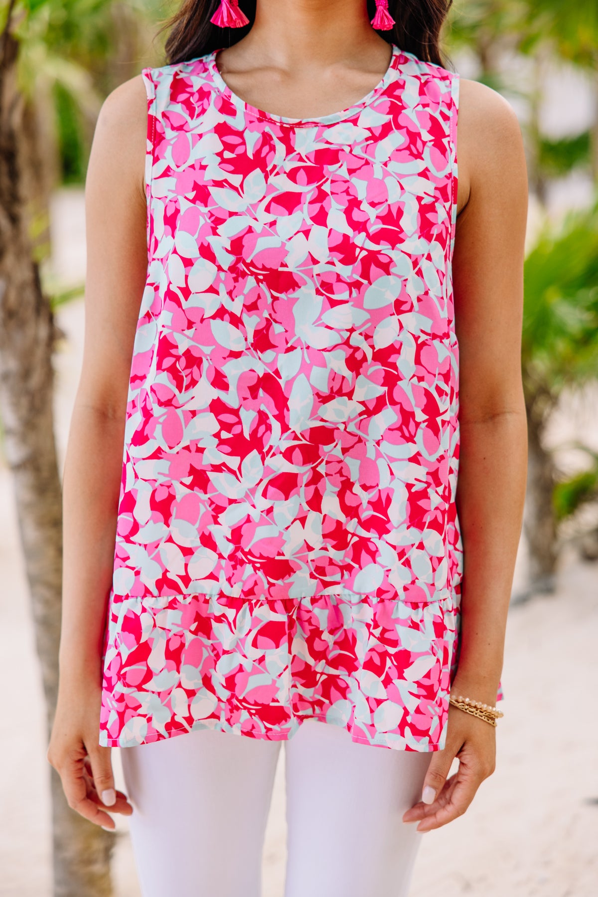 Vibrant Pink Floral Tank - Bold Floral Tanks – Shop the Mint