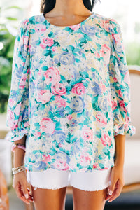Get Happy Ivory White Floral Blouse